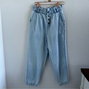 American Eagle Pull On Paperbag Chambray Pants 100% Cotton Small